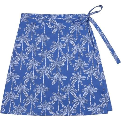 SISHION Blue Tropical Palm Trees Printed Summer Skirt SS0015 Ladies Quick Wrap Athletic Cover Up Sexy Beach Plus Size Skirt