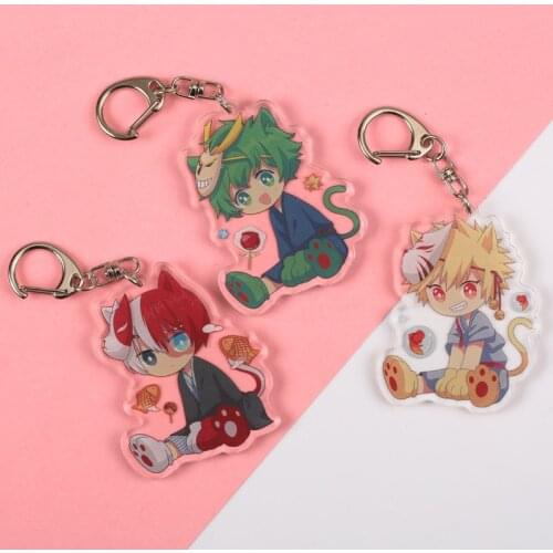 1 Pcs Cute Anime My Hero Academia Keychains Todoroki Shoto Bakugou Katsuki Midoriya Izuku Acrylic Pendant Keyrings Figure Toys