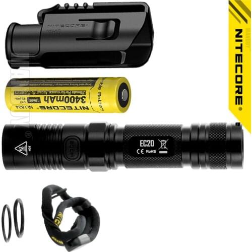 2021 nitecore EC20 explore Flashlight + NL1834 3400mAh 18650 Rechargeable Battery +NTH10 Holder Outdoor Camp Torch Free Shipping