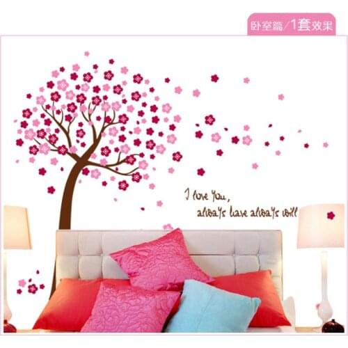 Free shipping romantic peach tree for kids room/living room wall decal decorative adesivo de parede removable pvc wall sticker