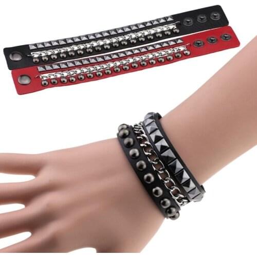 Handmade Harajuku Punk Goth Sexy PU Leather Bangle Wrist Cuff Wristband Bracelet Unisex Couple Club Party Gift Pulseras