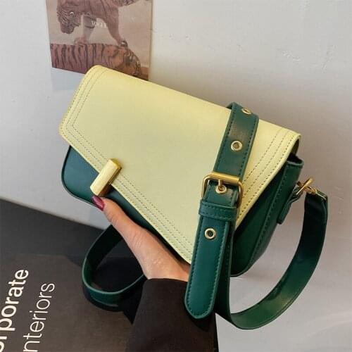 Brand Design PU Leather Crossbody Bag for Women 2021 Trend Broadband Shoulder Bag Female Fashion Color Contrast Travel Handbag