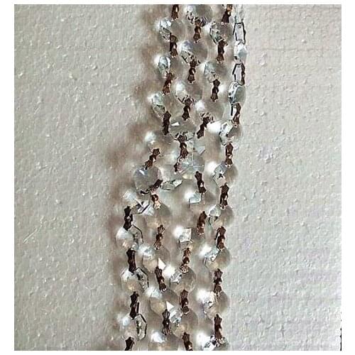 5Meters/Lot Crystal 14mm octagon bead chain with bronze butterfly buckle connectors crystal garland strands