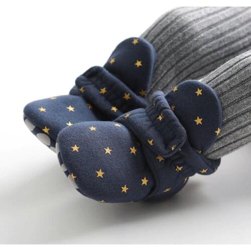 Baby Socks Shoes Newborn Boy Girl Star Toddler First Walkers Booties Cotton Comfort Soft Anti-slip Warm Infant Crib Shoes