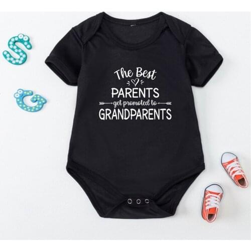 0-24Months Black Newborn Romper Outfits Best GRANDPARENTS Letters Print Infant Jumpsuits Summer Clothes Kids Onesies Tees Tops