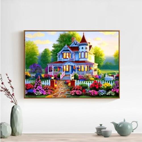 DIY Special Shape Diamond Painting Diamond Embroidery Castle House Flowers Bike Pattern Rhinestones Pasted Home Decoration
