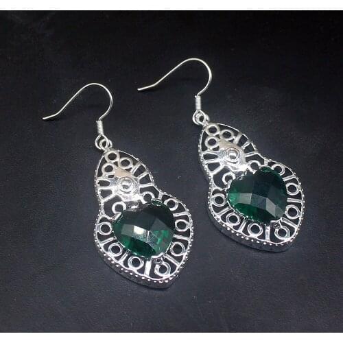 Gemstonefactory Big Promotion Unique 925 Silver Heart Wedding Green Topaz Women Jewelry Gifts Dangle Drop Earrings 20213782