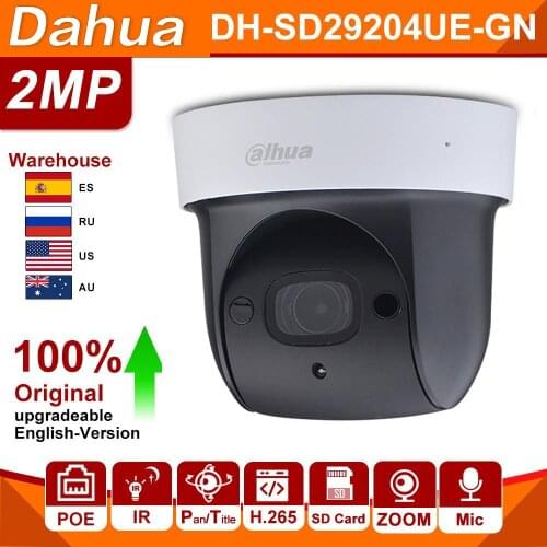 Dahua Original Starlight PTZ 2MP SD29204UE-GN HD POE 4X ZOOM Built-in MIC IR 30M Face Detection IP Camera replace SD29204T-GN