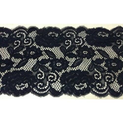 14.5cm exquisite elastic black jacquard lace, soft and elegant black lace trimming,XERY-HES01
