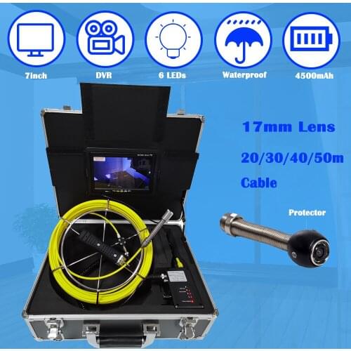 ​Pipe Camera with DVR 8GB Card 20/30/40/50M 17mm Sewer Drain Industrial Endoscope IP68 4500MHA Battery