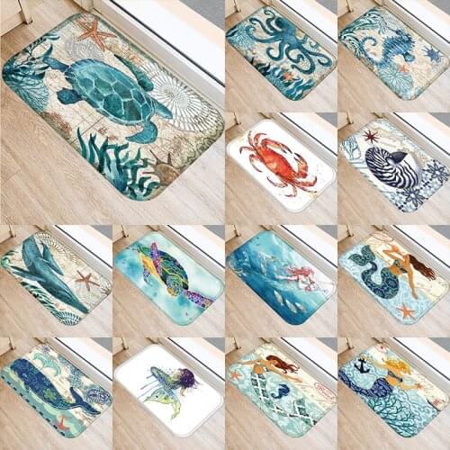 Mat in Hallway Marine Pattern Doormats Sea Turtle Octopus Home Decorative Living Room Rug Anti-Slip Kitchen Carpet 48226-1