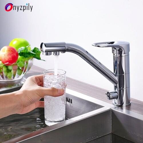 Onyzpily Kitchen Sink Faucet Pure Water Cold and Hot Dishwasher 3 Water Outlet Ways Sink Faucet Washer Household torneira de co