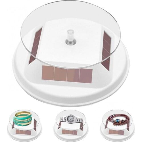 Hot Sales!! Solar Display Stand Turntable Rotating Showcase Collection Shelf for Phones Jewelry Cameras Watches