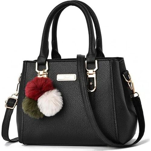 Single-shoulder Small Bag Double-layer Large-capacity Portable Diagonal Woman Handbag With Plush Ball Pendant