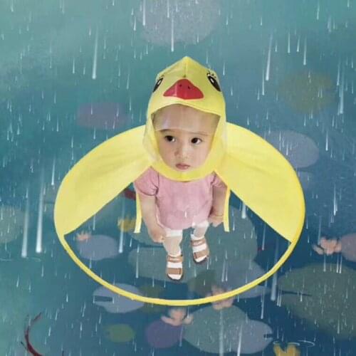 Cute Raincoat UFO Umbrella Cap Magic Hands-free Raincoat Keeps Hands-free While Protecting Children From Rain Raincoat Poncho