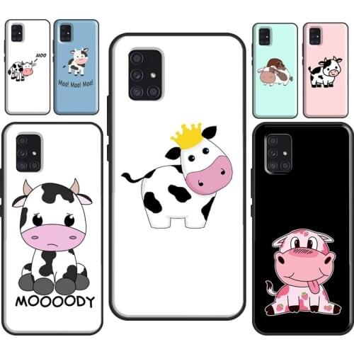 Animal Cute Cartoon Cow Case For Samsung A21S A20e A12 A32 A42 A52 A72 A10 A30 A40 A50 A70 A31 A41 A51 A71 Coque