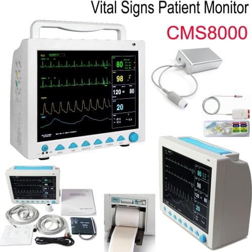 CMS8000 Multi-Parameter Patient Monitor Hospital Medical Vital Signs Machine ECG NIBP SPO2 RESP TEMP PR HR ETCO2 IBP +Printer