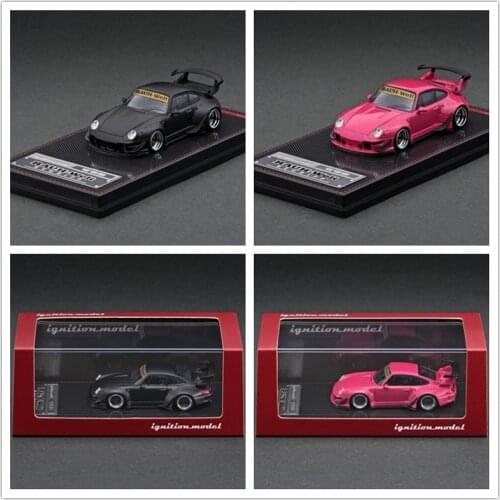 IG 1:64 RWB 993 Matte Black Pink Diecast Model Car