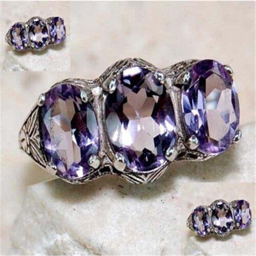 Fashion natural womens ring, purple cutting gem Wedding Ring Gift size 5-10