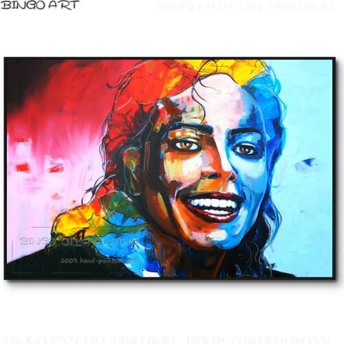 Fashion Design Hand-painted High Quality Michael Jackson Figure Oil Painting Super Pop Star Singer Michael Jackson Oil Painting
