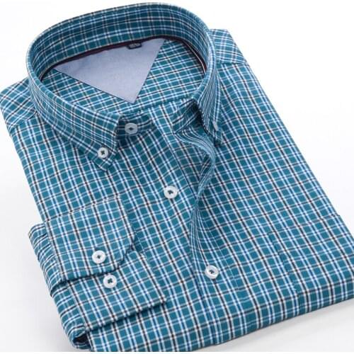 QUANBO Brand Clothing Plaid Oversized Shirt 2021 Spring Autumn New Arrivals Mens Long-Sleeve Regular-fit Casual Cotton Shirt