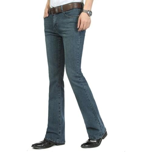 2020 new fashion mens flared Japanese and Korean blue jeans wide-leg casual flared jeans blue