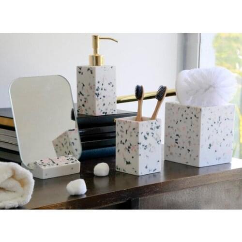 Resin bathroom wash set Simple Nordic bathroom supplies Creative bathroom brushing four-piece suit toothpaste dispenser