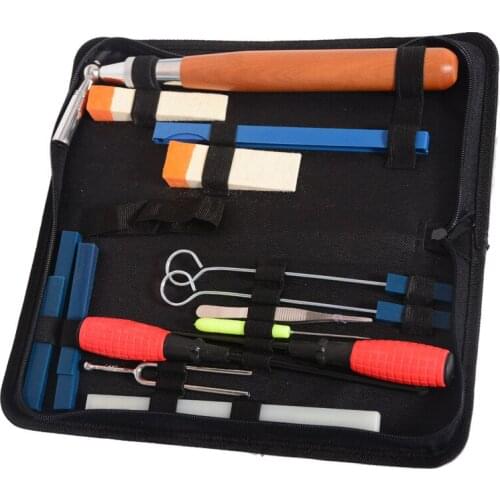 17pcs Professional Piano Tuning Kit Tuner Tools Set Piano Tuning Tool Wooden Handle Fixed Tuning Wrench With Bag
