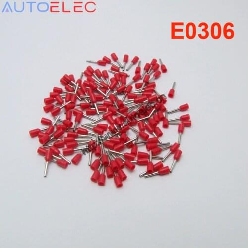100PCS AWG#24 E0306 Ferrule Terminal Cord End Terminal Set Copper Wire Copper Insulated Crimp Connector Cord Pin End Terminal
