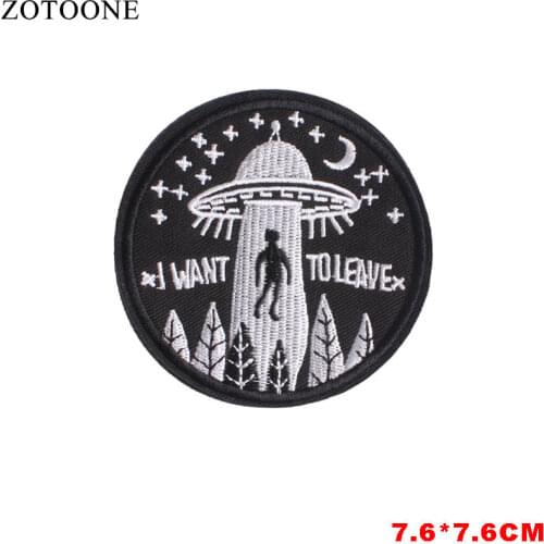 ZOTOONE UFO Patches for Clothing Ironing on Jeans Stripes Stickers Embroidered Badges Alien Cat Patch Creative Stripes Applique