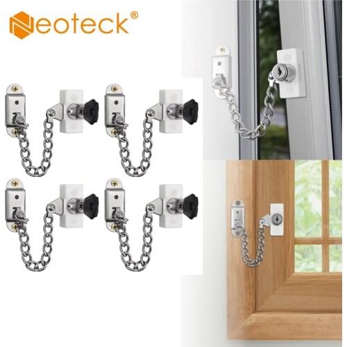 Neoteck 4 Pcs Window Door Restrictor White Child Baby Safety Security Lock Cable Catch Wire For Double HungWindows