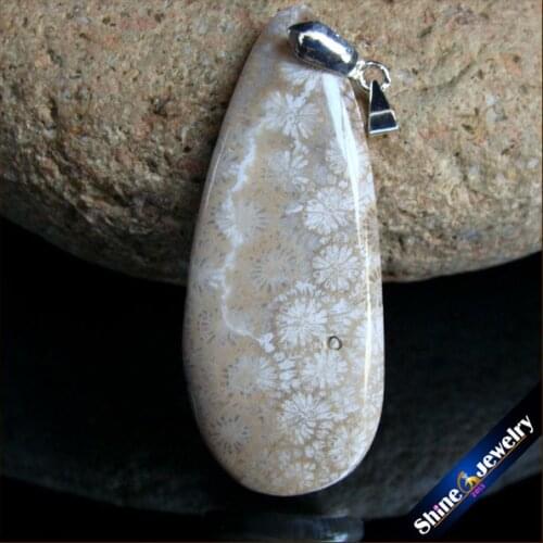 New Trendy Necklaces Pendants Natural Stone Coral Fossil Drop Beads Slide Wholesale Jewelry For Women Free Shipping DS100