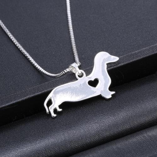 Lovely Pet Dog Shaped Pendant Necklace For Women Men Cute Puppy Animal Heart Silver Color Chain Party Gifts Memorial Jewelry
