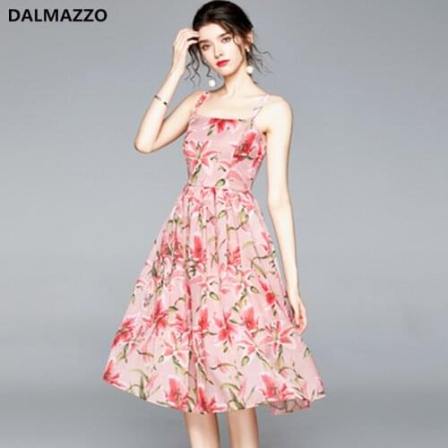 DALMAZZO 2021 New Summer Print Long Dress Casual Slash Neck Spaghetti Strap A Line Women Plus Size Holiday Beach Vestidos Mujer
