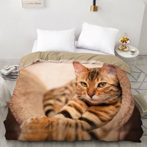 3D Duvet cover Quilt/Blanket/Comfortable Case Luxury Bedding 135 140x200 150x200 200x220 for Home animal Cat Cute Orange