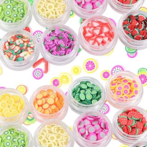 Polymer Clay Fruit Slices Slime Nail Art Accessories Soft Pottery Nail Charms Filler Fruit Flakes Nail Decorations Manicure Tips