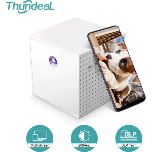 ThundeaL T15 DLP Projector Phone Screen Mirroring Multiscreen Portable Mini Projector for 1080P Video 3D Home Cinema Mini Beamer
