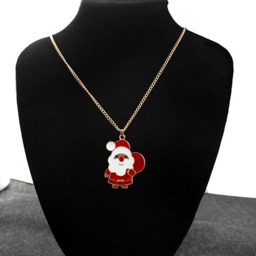 Christmas Jewelry Series Santa Claus Pendant Necklace Red Celebration Father Christmas A lovely necklace Girls'New Year Gifts