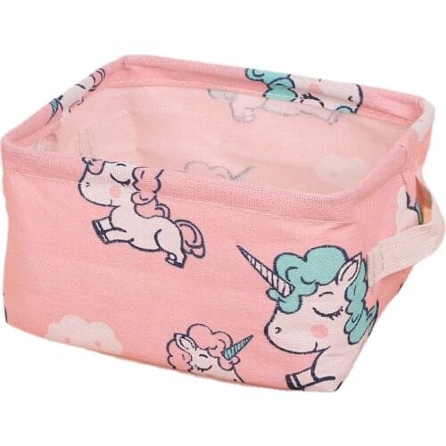 Fabric Storage Box Household Cotton Hemp Portable Storage Basket Finishing Box Tabletop Sundries Cosmetics Storage Box Wholesale