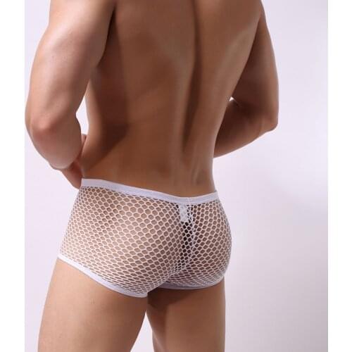 M-2XL Sexy Mesh Mens Panties Hollow Breathable Sexy Lingerie Fashion Gay Erotic Briefs Jockstrap Underwear Intimates Man Boxers