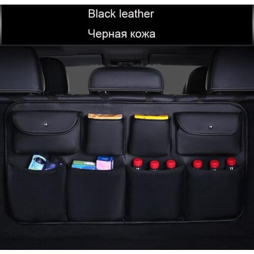 Universal PU Leather Auto Rear Seats Back Organizer Car Trunk Leather Storage Bag Travel Holder For Goods Book Drink Umbrella