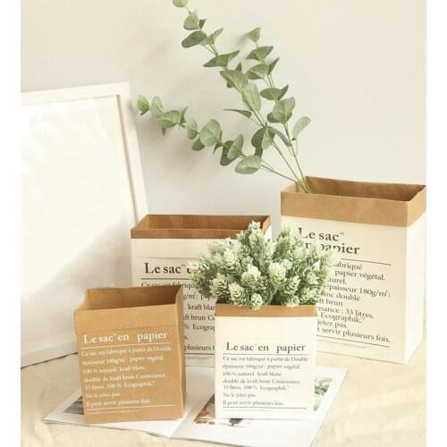 Nordic Style Vase Mini Storage Kraft Paper Bag Home Flower Arrangement wedding floral main Sundries Dried Storage Bag Paper Bag