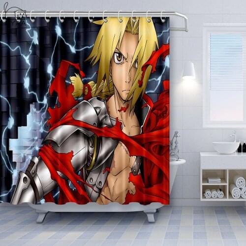 Edward Elric Waterproof Shower Curtains Full Metal Alchemist Shower Curtain Bathroom Waterproof Polyester Curtains For Bathroom