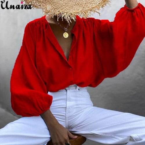 Unaiza 2021 Female Casual Shirt Temperament Elegant Thinner Bottoming Shirt Women Long Sleeve Loose Collarless Solid Color Shirt