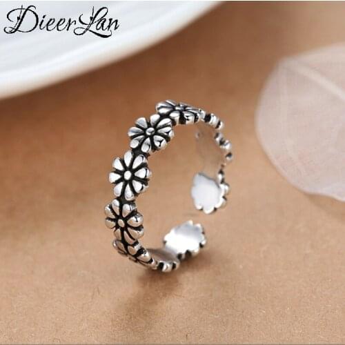 New Cute Funny Silver Color Flowers Finger Ring For Women Girls Gifts 100% Real Solid Silver Jewelry 2020