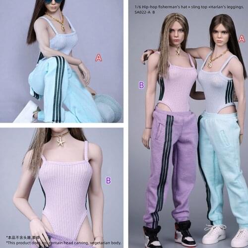 1/6 Female Soldier Clothes Hip-hop Sun Hat Halter And Trousers 12'' Action Figure Toy Model Tbl Ph Body Clothing Accessories