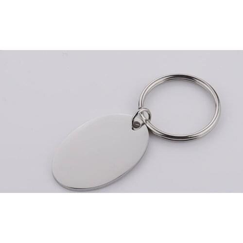 100% Stainless Steel Oval Charm Key Chain Blank For Engrave Metal Oval Tag Keychain Mirror Polished Wholesale 10pcs