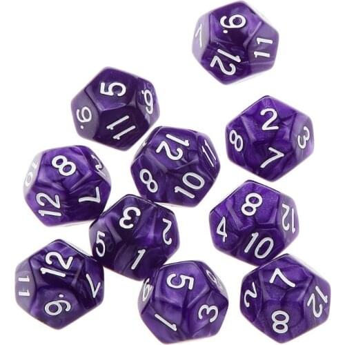 10pcs/set 12 Sided Dice D12 Polyhedral Dice Family Party Board Game Accessories Pub Club Game Acrylic Dice