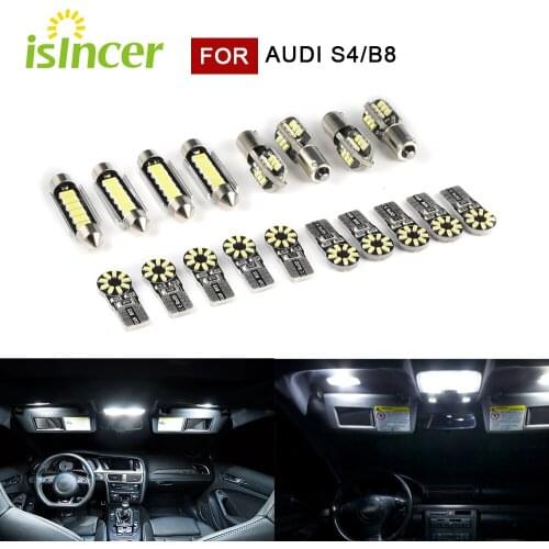 18pcs bulbs Canbus LED Door Trunk Lights Interior Dome Map Reading Bulb Kit For Audi A4 S4 B8 2014-2018 Car lamp Accessories