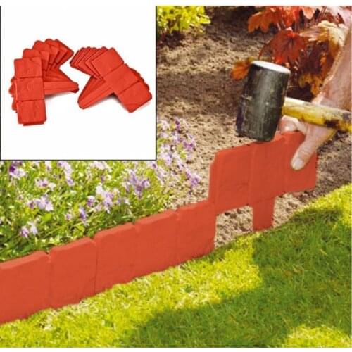 20Pcs Garden Fence Edging Cobbled Stone Effect Plastic Lawn Edging Plant Border Corrosion DIY Decorations Flower Bed Border